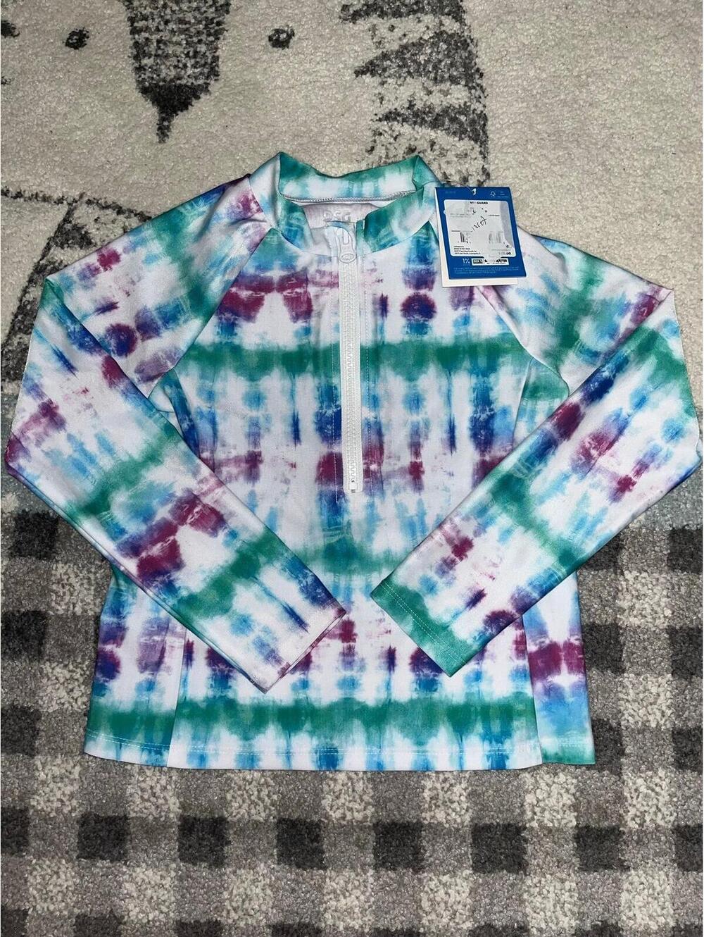 DSG Girls XS Rash Guard Tie Dye Swim Top NWT